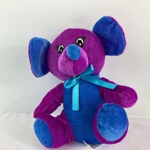 Plush Appeal Mouse Stuffed Animal Blue Purple Mardi Gras Bow New Orleans Toy
